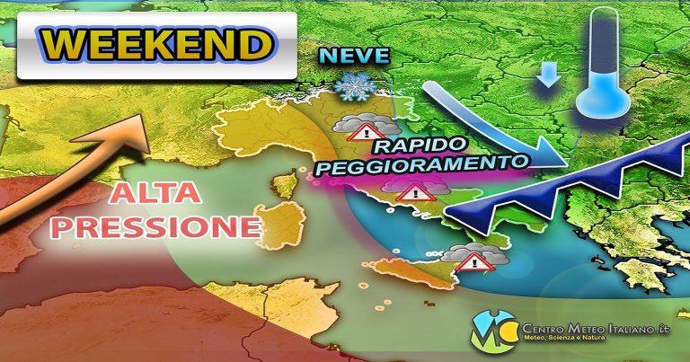 Meteo – Weekend che esordisce con maltempo anche intenso, poi relativo miglioramento: i dettagli