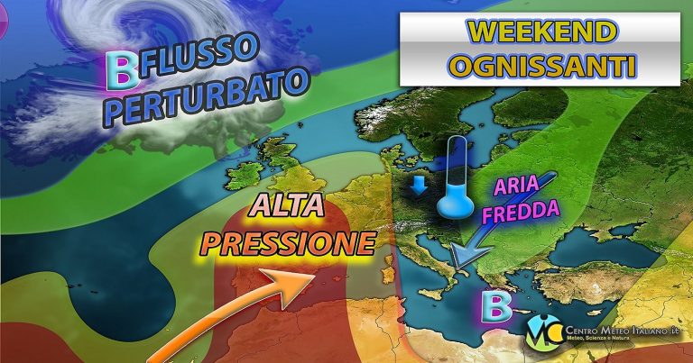 Meteo – Correnti più fresche nel Weekend con qualche rovescio o acquazzone e clima tardo-autunnale: la tendenza