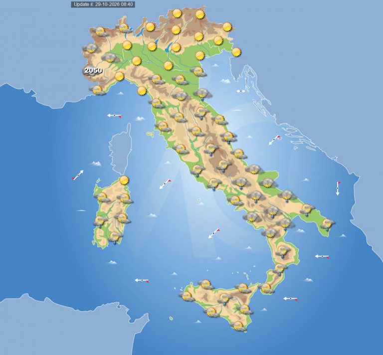 Meteo domani 30 ottobre: instabilità in arrivo su alcune regioni d’Italia con piogge sparse, ecco i dettagli