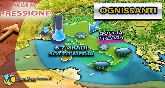 Meteo - Ulteriore maltempo in arrivo con calo termico e primo assaggio d'Inverno per Ognissanti: i dettagli