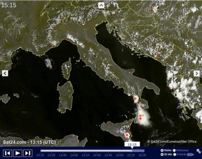 Tempo in atto in Italia temporali di calore al Sud e gran caldo con punte oltre 38c